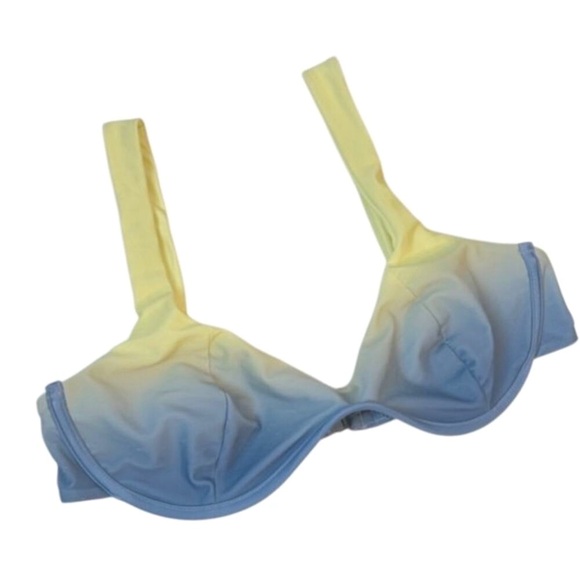 Lovers and Friends Danya Bikini Top in Yellow & Blue Ombre Full Width Wired M - Picture 3 of 8